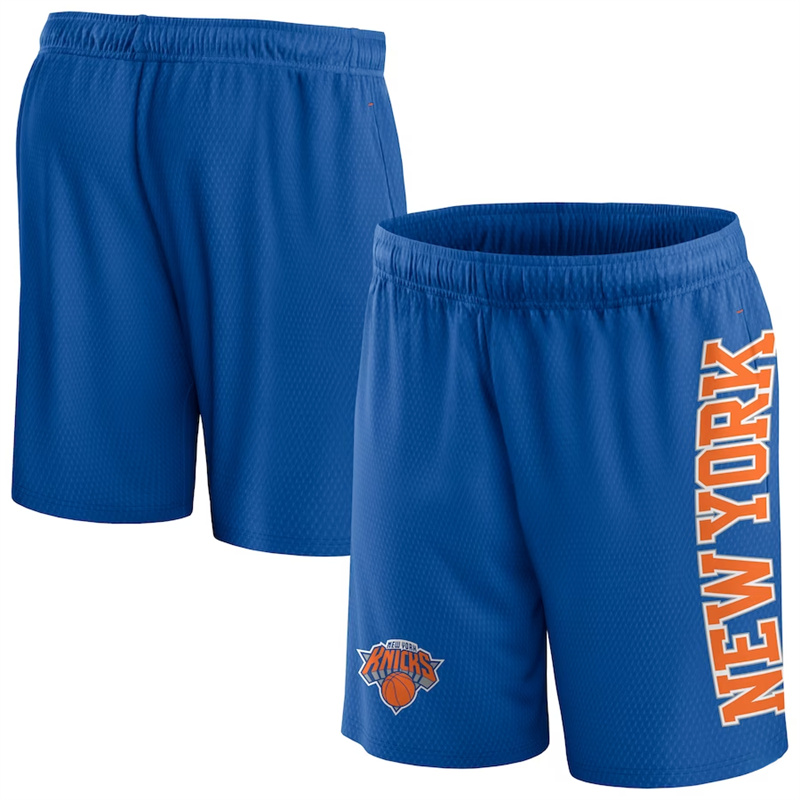 Men's New York Knicks Blue Post Up Mesh Shorts(Run Small)